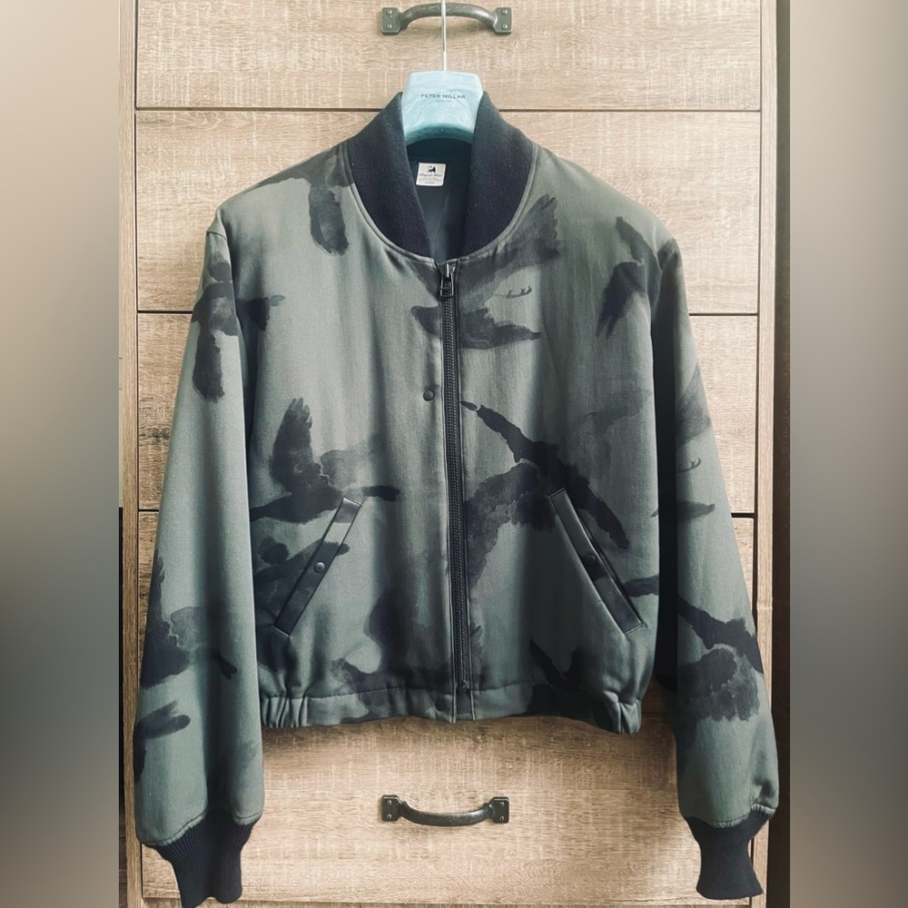Sasquatchfabrix Crow Print Wool Bomber